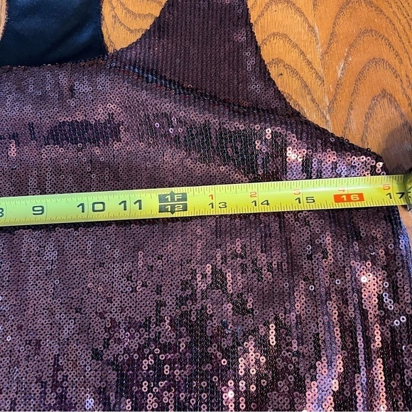 French Connection Bronze Sequins Mini Tank Dress Sz 8 Festival Party Sparkle - Picture 10 of 11